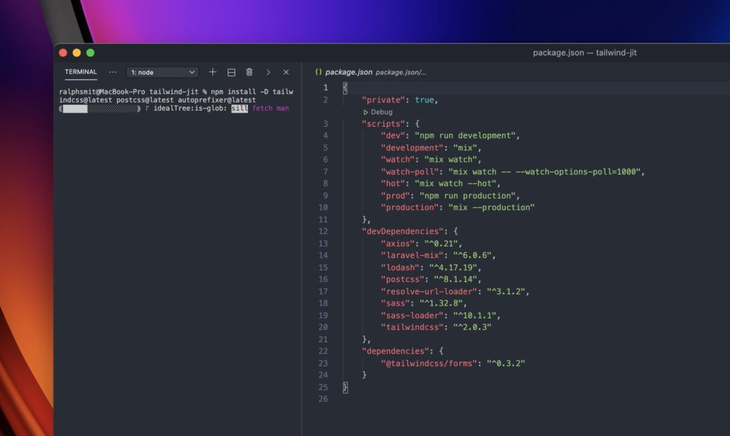 Updating Tailwind CSS to the latest version and install the JIT compiler.