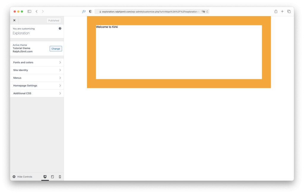 Our example template page to demonstrate the use of the Kirki customizer framework.