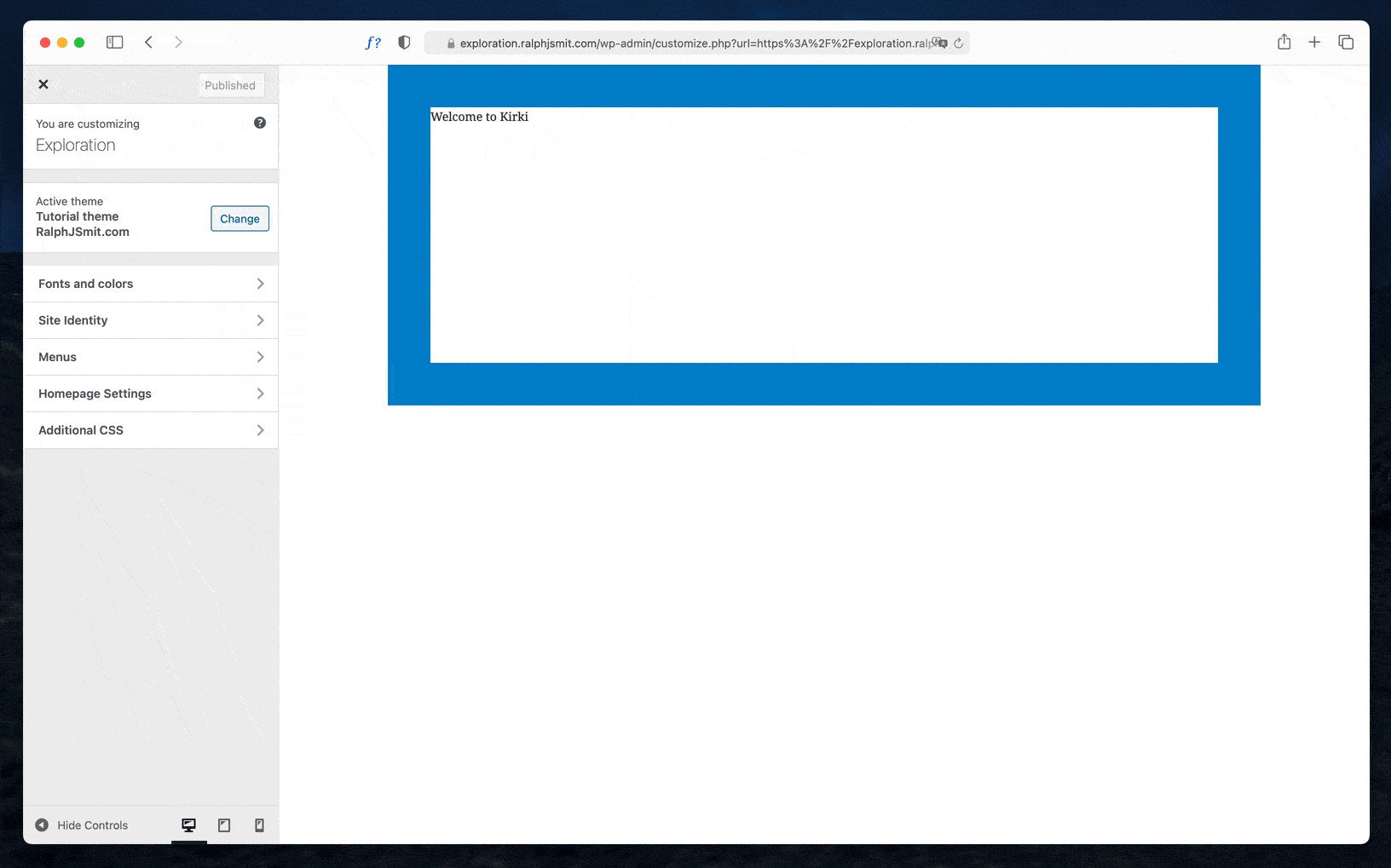 Changing the value of the Kirki customizer color control.