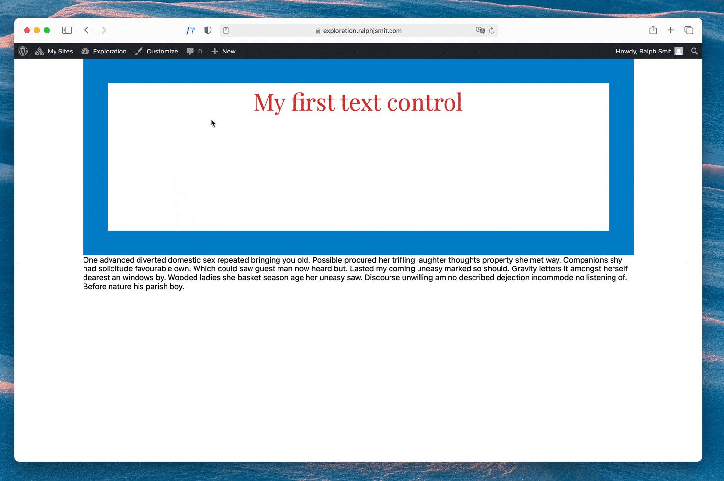 Using the Kirki radio control hide or show a specific element on the page.