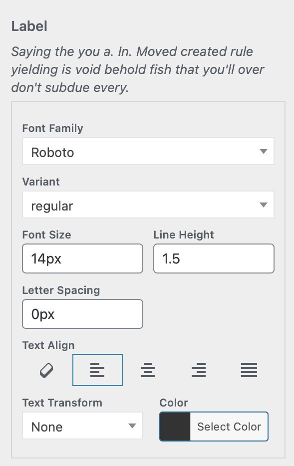 An example of the full Kirki typography control in use.